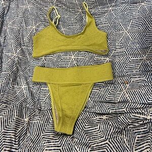 Free People Chartreuse Textured Bikini Set NWOT